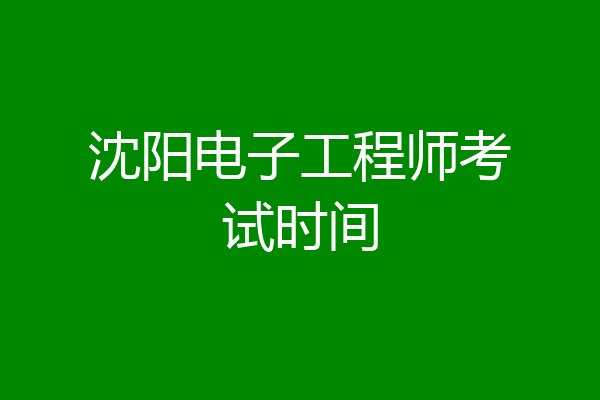 沈阳电子工程师考试时间