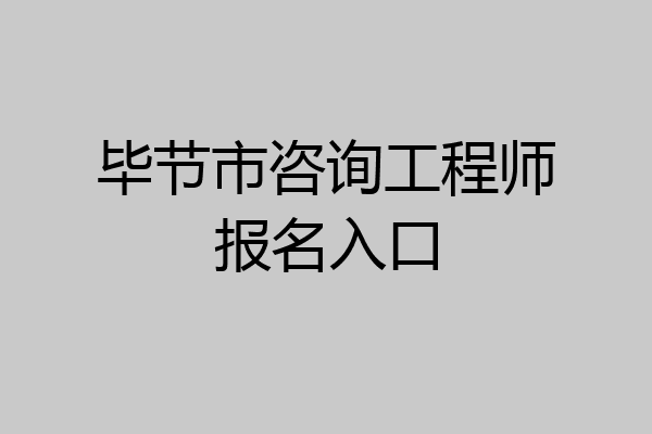 毕节市咨询工程师报名入口