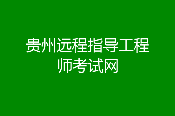 贵州远程指导工程师考试网