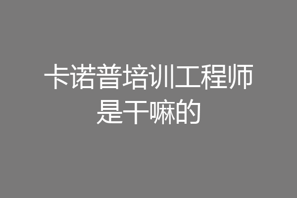 卡诺普培训工程师是干嘛的