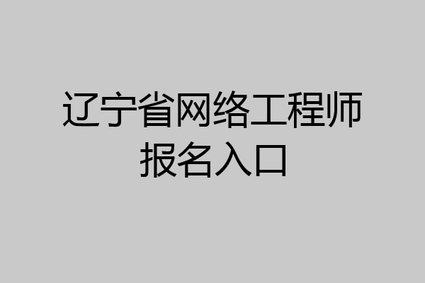 辽宁省网络工程师报名入口