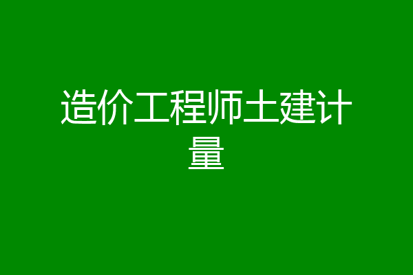 造价工程师土建计量