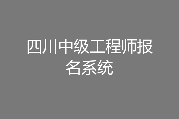 四川中级工程师报名系统