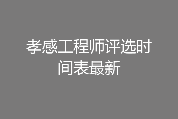 孝感工程师评选时间表最新