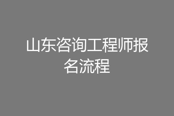 山东咨询工程师报名流程