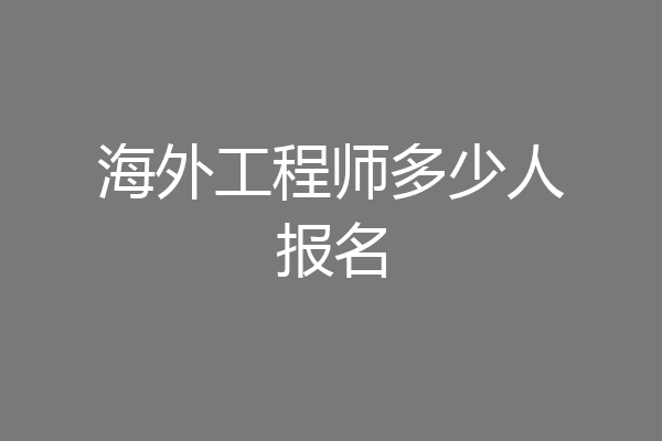 海外工程师多少人报名