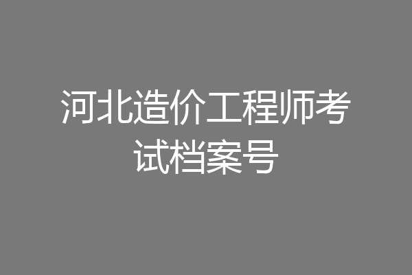 河北造价工程师考试档案号