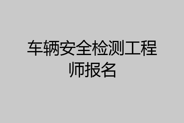 车辆安全检测工程师报名