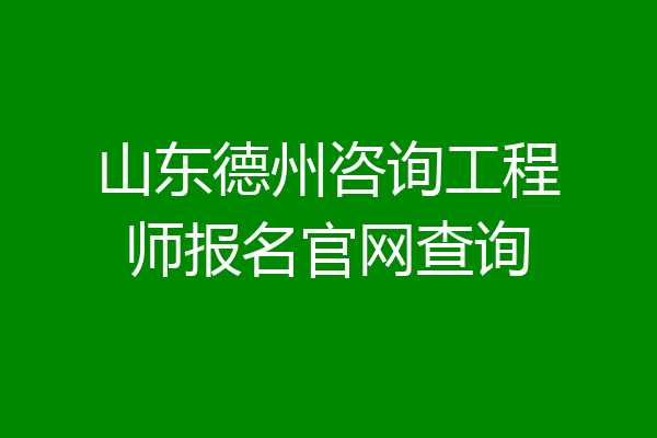山东德州咨询工程师报名官网查询