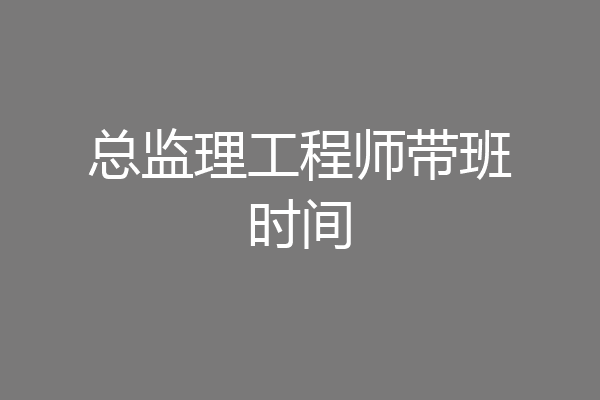 总监理工程师带班时间