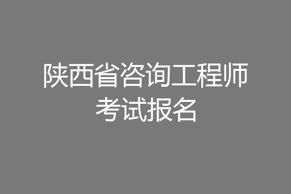 陕西省咨询工程师考试报名