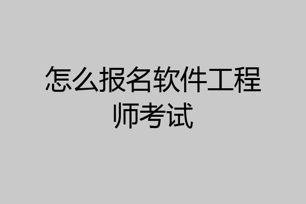 怎么报名软件工程师考试