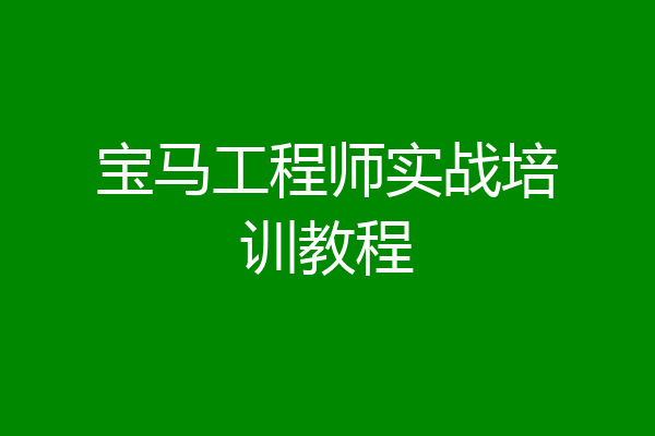 宝马工程师实战培训教程