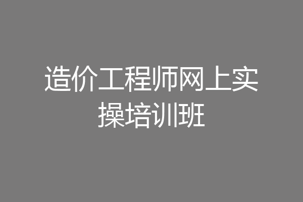 造价工程师网上实操培训班