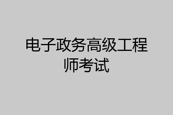 电子政务高级工程师考试