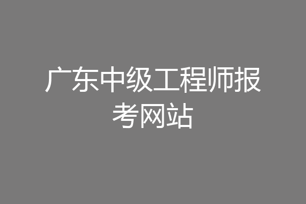 广东中级工程师报考网站