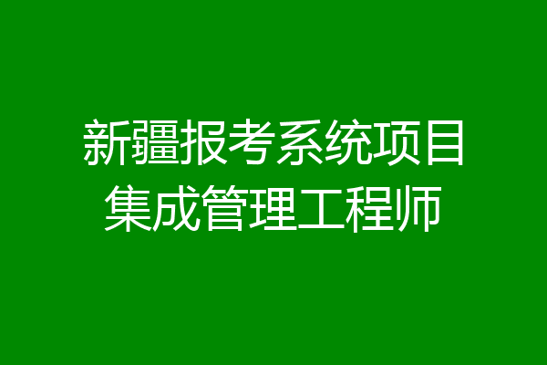 新疆报考系统项目集成管理工程师
