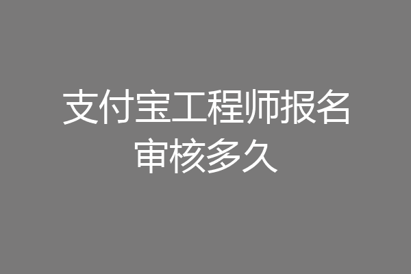 支付宝工程师报名审核多久