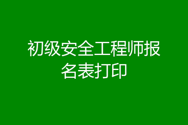 初级安全工程师报名表打印