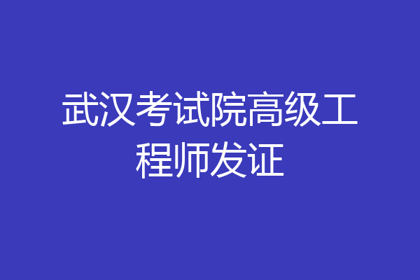 武汉考试院高级工程师发证