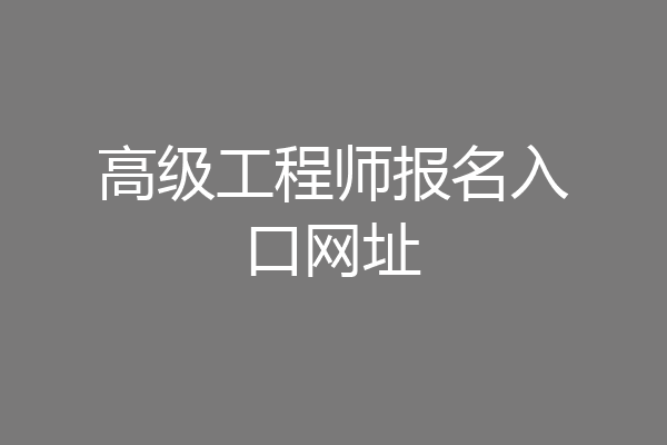 高级工程师报名入口网址