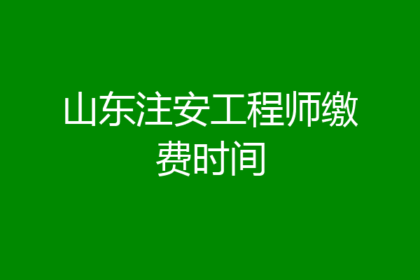 山东注安工程师缴费时间