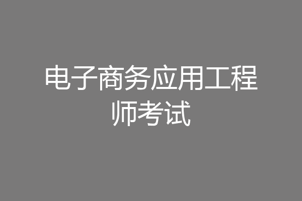 电子商务应用工程师考试