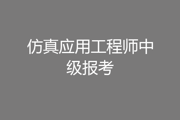 仿真应用工程师中级报考