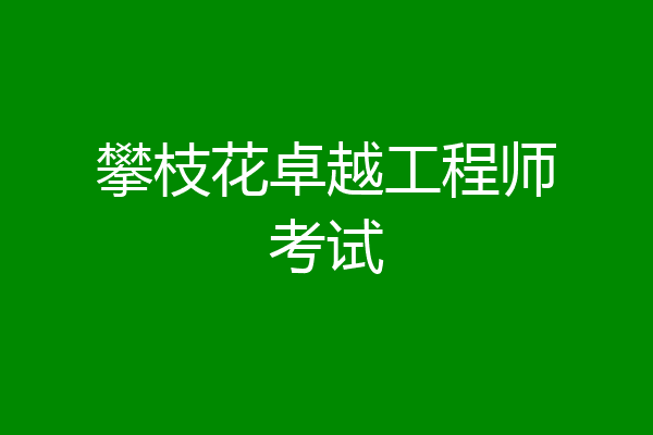攀枝花卓越工程师考试