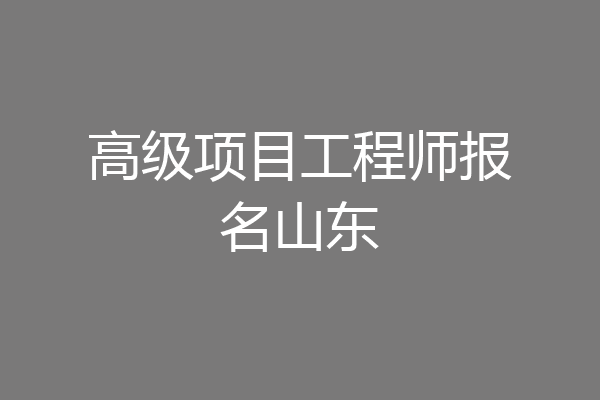 高级项目工程师报名山东