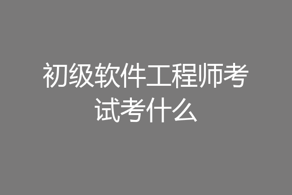 初级软件工程师考试考什么