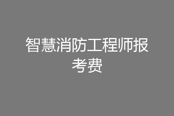 智慧消防工程师报考费
