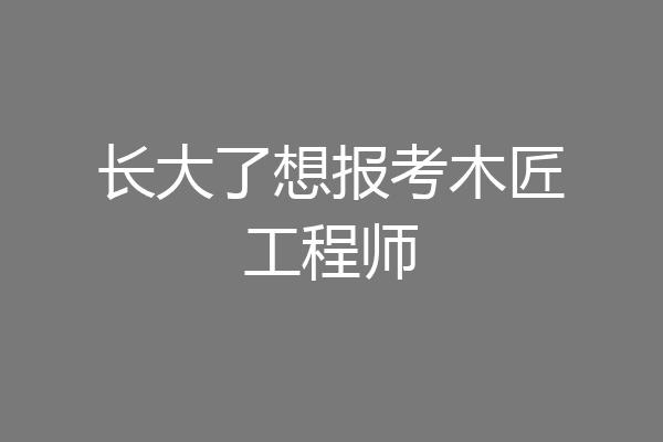 长大了想报考木匠工程师