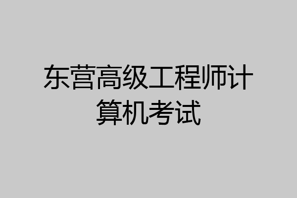 东营高级工程师计算机考试