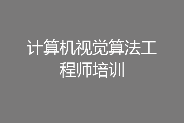 计算机视觉算法工程师培训