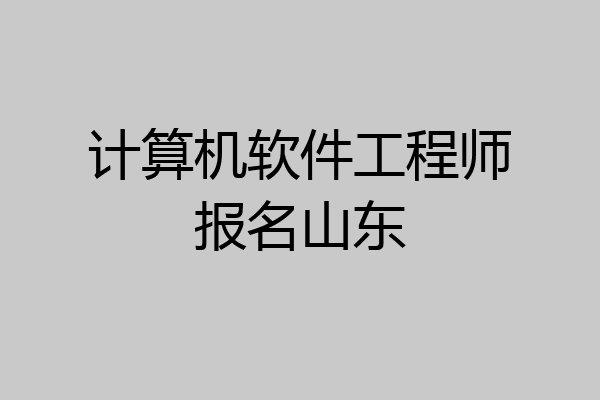 计算机软件工程师报名山东