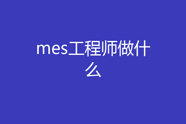 mes工程师做什么
