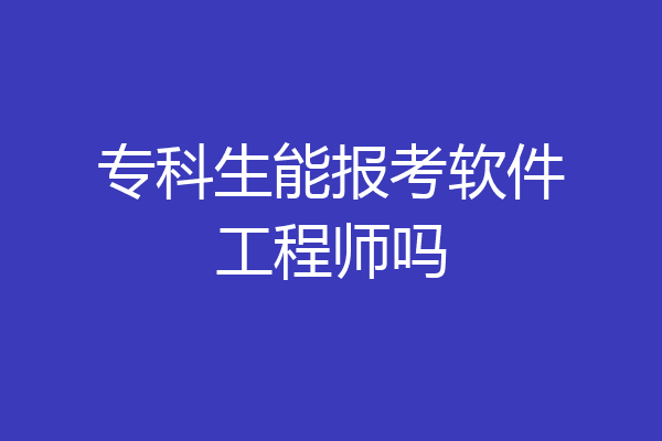 专科生能报考软件工程师吗