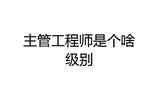 主管工程师是个啥级别