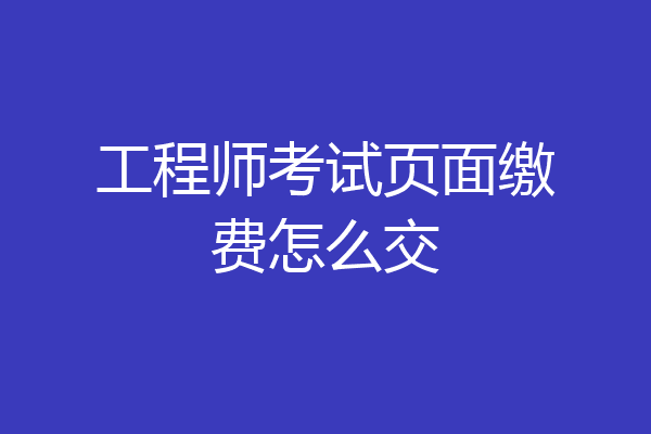 工程师考试页面缴费怎么交