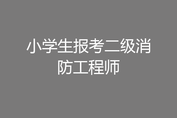 小学生报考二级消防工程师