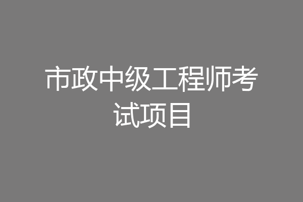市政中级工程师考试项目