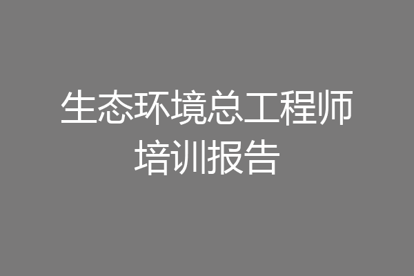 生态环境总工程师培训报告