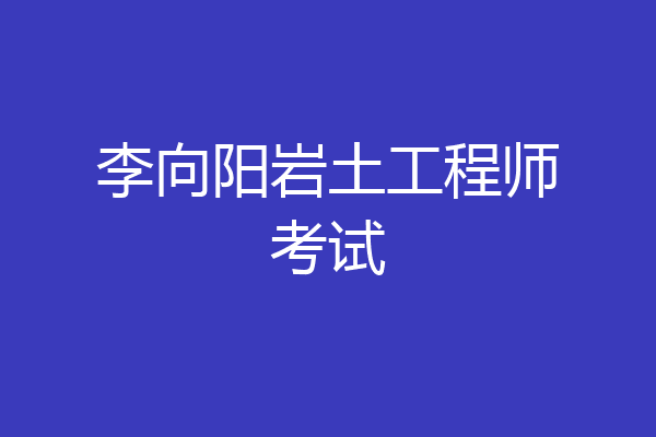 李向阳岩土工程师考试