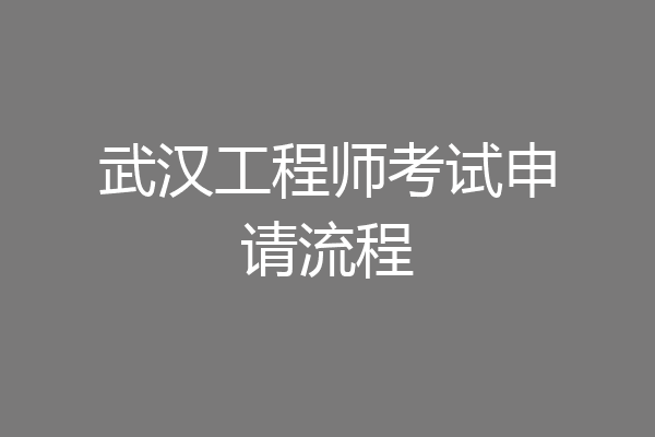 武汉工程师考试申请流程