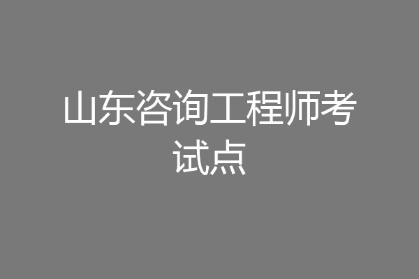 山东咨询工程师考试点
