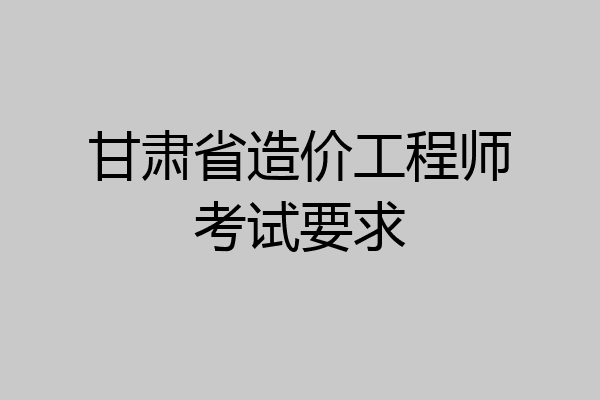 甘肃省造价工程师考试要求