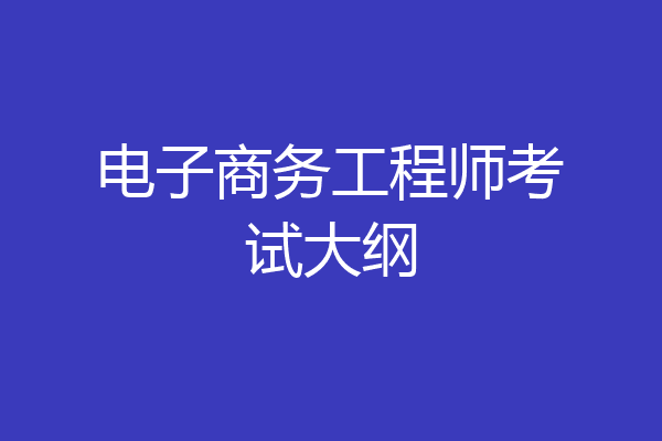电子商务工程师考试大纲
