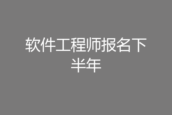 软件工程师报名下半年
