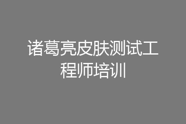 诸葛亮皮肤测试工程师培训